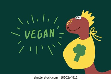 Cartoon illustration of a cute dinosaur. Hand-drawn for children's fashion. Ancient vector animal for a beautiful poster. Vector illustration