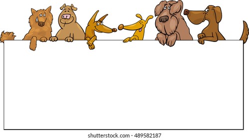 Cartoon Illustration of Cute Dogs with Frame or Card Design