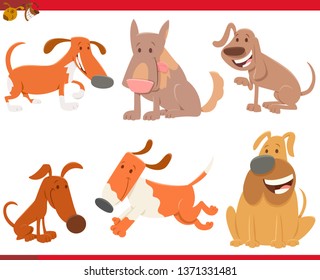 Cartoon Illustration of Cute Dogs or Puppies Pet Animal Characters Collection