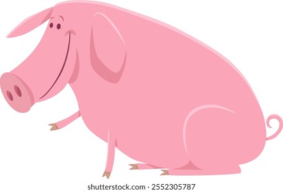 Ilustración de dibujos animados del personaje lindo divertido del animal de la granja del cerdo