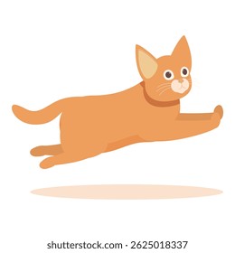Ilustração de desenhos animados de um gato ginger tabby bonito saltando e brincando com suas patas estendidas