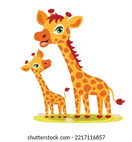 Cartoon Illustration Of Cute Giraffes