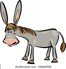 cartoon illustration of cute gray farm donkey