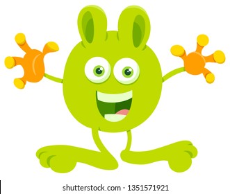 Cartoon Illustration of Cute Green Fantasy or Fairy Tale Character