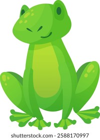 Cartoon illustration of a cute green frog sitting and smiling, perfect for children s books, educational materials, or any project that needs a touch of whimsy