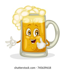 Cartoon Illustration of a Cute Happy Beer Glass Character