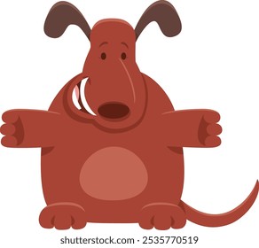 Cartoon illustration of cute happy brown dog or puppy animal character