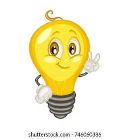 Cartoon Illustration of a Cute Happy Light Bulb Character