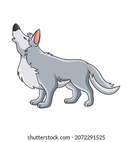 cartoon illustration cute happy wolf roar