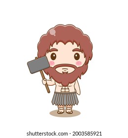 cartoon illustration of cute hephaestus character