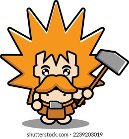 cartoon illustration of cute hephaestus character