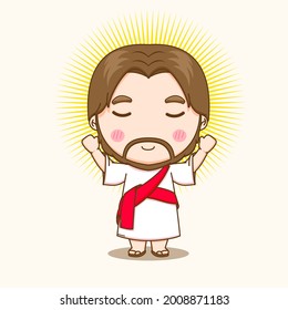 Cartoon illustration of cute Jesus character