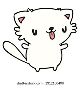 Cartoon Illustration Cute Kawaii Cat Stock Vector (Royalty Free ...