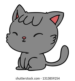 cartoon illustration of cute kawaii cat