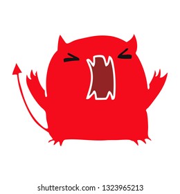 ilustración de un lindo demonio kawaii