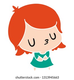 cartoon illustration of a cute kawaii girl