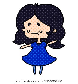 cartoon illustration of a cute kawaii girl