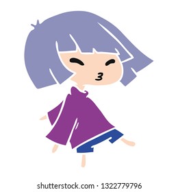 cartoon illustration of a cute kawaii girl