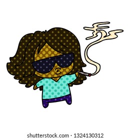 cartoon illustration cute kawaii smoking a joint