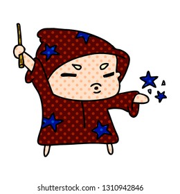 cartoon illustration  cute kawaii wizard child