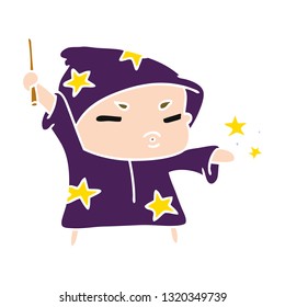 cartoon illustration  cute kawaii wizard child