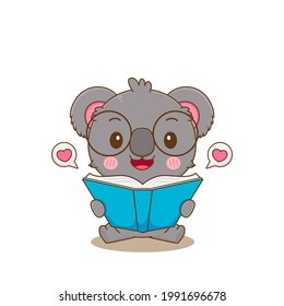 Cartoon Illustration of Cute Koala Reading a Book