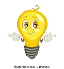 Cartoon Illustration Cute Light Bulb Character Stock Vector (Royalty ...