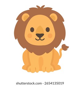 Cartoon Illustration of a Cute Lion animal