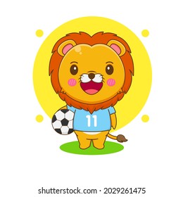 Cartoon illustration of cute lion football player