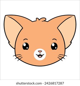 Cartoon illustration of cute little kitten head on white background