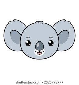 Cartoon illustration of cute little koala head on white background