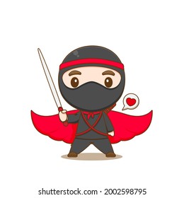 ilustración de dibujos animados de un personaje de ninja lindo con capa