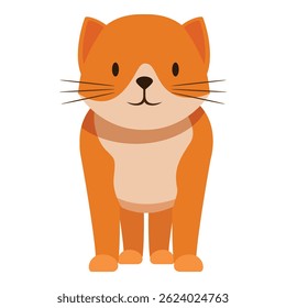 Cartoon illustration of a cute orange cat standing and smiling, perfect for children's books, greeting cards, and other creative projects