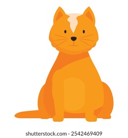 Cartoon illustration of a cute orange tabby cat sitting calmly with its tail out