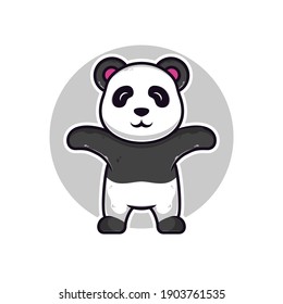 cartoon illustration of a cute panda cartoon posing cheerful