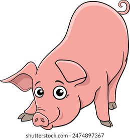 Cartoon illustration of cute piglet farm animal character