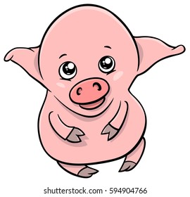 Cartoon Illustration of Cute Piglet or Little Pig Farm Animal Character