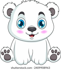 Cartoon illustration of a cute polar bear smiling