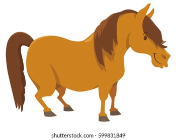 Cartoon Illustration of Cute Pony Farm Animal Character