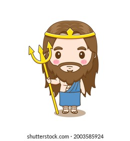 cartoon illustration of cute poseidon character