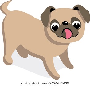 Cartoon Illustration of a Cute Pug Puppy. Kawaii pug vector illustration