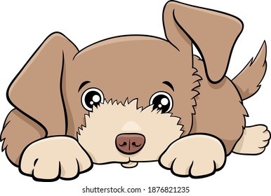 Cartoon illustration of cute puppy comic animal character
