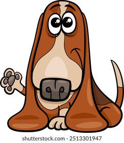 Cartoon illustration of cute purebred basset hound dog animal character