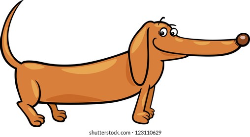 Cartoon Illustration of Cute Purebred Dachshund Dog
