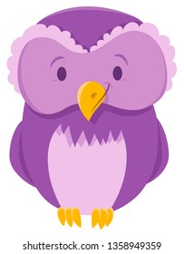Cartoon Illustration of Cute Purple Owl Bird Funny Animal Character