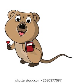 Cartoon Illustration of a Cute Quokka