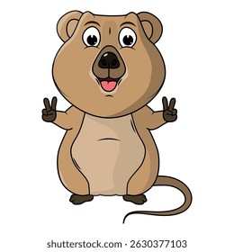 Cartoon Illustration of a Cute Quokka