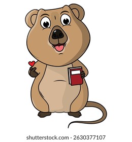 Cartoon Illustration of a Cute Quokka