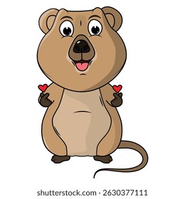 Cartoon Illustration of a Cute Quokka