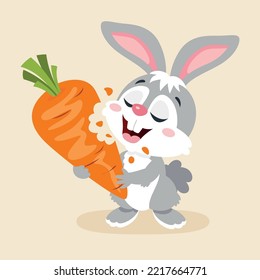 Cartoon Illustration Of Cute Rabbit